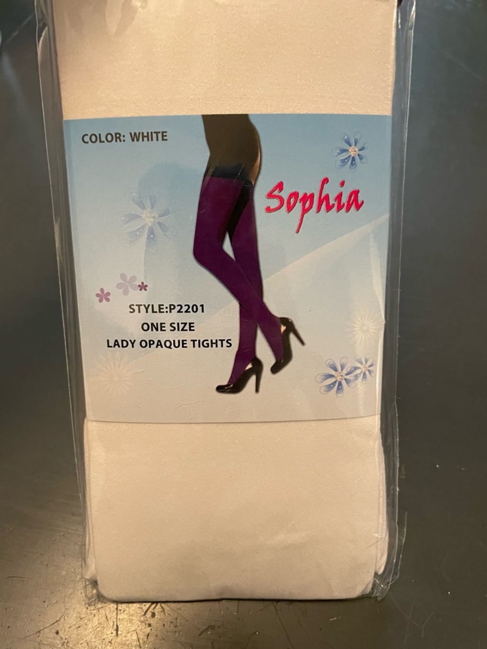 Sophia White Lady Opaque Tights STYLE:P2201 - One Size 100-165lbs 5-6ft